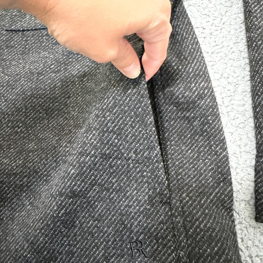 Banana Republic Shirt Jacket Mens Large Charcoal Gray Textured Lined Button Up